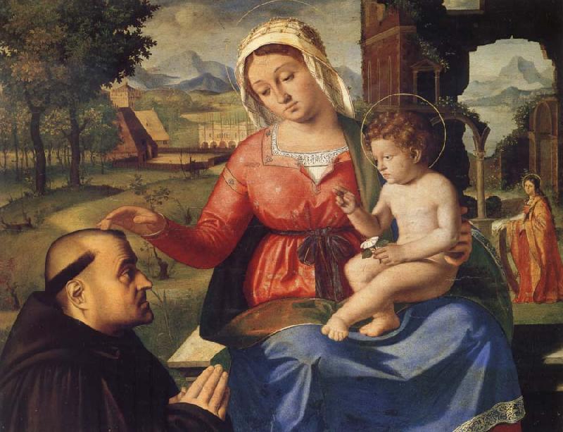 Andrea Previtali The Virgin and Child with a Donor oil painting image